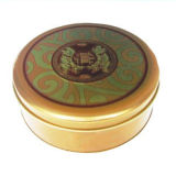 Gold Color Printed Round Tin Cookie Box