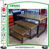 MDF Wooden Promotional Clothing Display Table 3 Layers