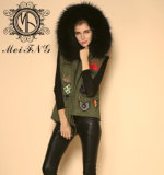 Wholesale Winter Jacket Faux Fur Lining with Raccoon Fur Hooded Trim Women Jacket