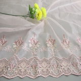 Pink Organza Floral Embroidery Design for Lady Dress