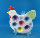 Ceramic Chick Egg Holder, 6 Holes, Egg Stand for Easter Gifts
