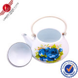 New Design Elegant Blue Flower Decal Fat Enamel Tea Pot, Enamel Jug, Kettle