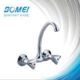 Double Handle Brass Body Sink Wall Mixer Faucet (BM63602)