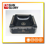 Color Glazed Square Ceramic Cigar Ashtray with Decal Yg020