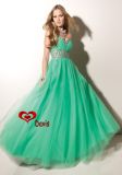 Sweet-Heart Green Organza Prom Dress (PD-1604)