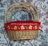 Golden Wicker Basket with Red Fabric Lining (WBS042)