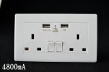 British Style USB Wall Switch Socket with 4800mA USB Charging