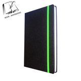 A5 Black Leather Stationery Notebooks Paper with Green Elastic Band Cheap Wholesales