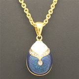 White Purple Enamel Crystal Paved Faberge Egg Pendant