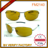 Yellow Lens Metal Sunglasses with Sliver Temples for Men
