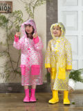 Full Print Dots PVC Raincoat with Backpack for Kids/Children