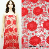 New Red Design on Organza Base Embroidery Fabric