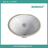 China Porcelain White Oval Undermount Ceramic Sink (HJ-3030)