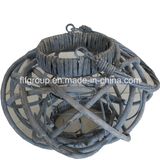 Round Shape Handled Rustic Rattan