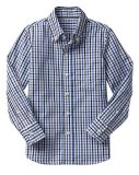 Men's Long Sleeve Button Down Collar Cotton Check Casual Shirt