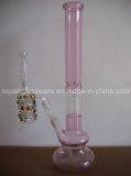 Pink Glass Smoking Water Pipes with Clear Glass Plug and Tree Percolator