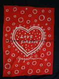 Red Color Heart Design Printing Linen Tea Towel