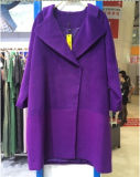 30% Wool, 70% Polyester, Women Purple Long Fashion Coat (K1)