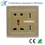 220V 13A Household Wall Socket with Dual USB Ports for Mobile Charging