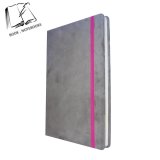 A5 Grey Hardcover Notebooks Paper with Pink Elastic Band