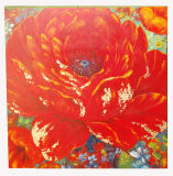 Handmade Canvas Red Flower Oil Painting