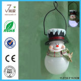 Polyresin Snowman Solar Hanging Light for Christmas Decoration