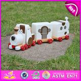 2015 High Quality Creative Dragging Dog Wooden Toys, Cheap Kids Toys Pull Line Toy, Lovely Dog Design Pull and Push Toy W05b090