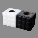Fine Stitched Grid Leather Tissue Paper Boxes