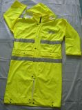 Comfortable PU Safety Raincoat with Reflective Strip