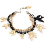 Swallow Pendent Three Plating Effect Charms Bracelet