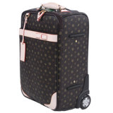 Woman Two Wheels Expandable PU Trolley Luggage