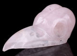 Natural Pink Quartz Crystal Carved Raven/Bird Skull Carving #8n52, Crystal Healing