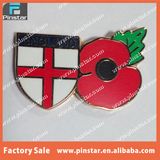 Bulk Cheap Souvenir Poppy Flower Shield Shape England Flag Lapel Pin Badges