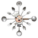 Wall Clock with Fork and Spoon Clock for Kitchen Decoration (T6816-4)