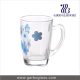 100ml Flower Printed Glass Mug with Handle