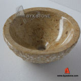Beige Marble Stone Sink with Natural Sides