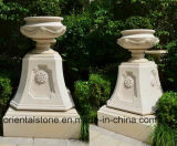 White Marble Stone Carved Garden Flower Pot Sculpture