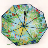 Luxury Double Canopy Folding Umbrella with Inside Printing for Promotion Gift