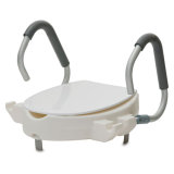Raised Toilet Seat With Flip Back Arms and Lid