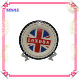 Round Ceramic Decal Flag Plate, Desk Souvenir Plate for Promotion Gifts