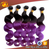 Virgin Hair Weaving Ombre Colored Hair Weave Brown to Red and Purple Ombre Hair