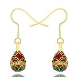 CZ Paved Hand Oil Enamel Fashion Silver Faberge Egg Earring