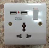 Bakelite Universal Wall Socket with USB and 1 Gang Switch