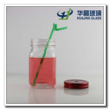 Hj654 450ml 15oz Glass Mason Jar with Lids and Straw