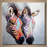 Handmade Modern Oil Painting of Zebra
