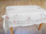 Hand Drawn Work Cut Work Embroidery Linen Table Cloth