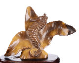 Natural Tiger Eye Carved Hippocampus/Sea Horse Carving, Animal Skeleton Model (AD68)