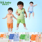 100%Cotton Fashion Striped Summer Baby Boy Clothing Set Toddler Baby Girl Clothes Sets Newborn Suits Sleeveless Shirt+Shorts