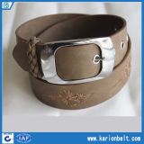 Ladies Taupe Pretty PU Leather Embroidered Jeans Belt with Eyelets (40-13299)