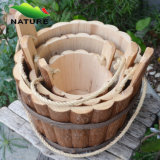 Three Set Round Wood Pot Wood Flower Planter for Garden
